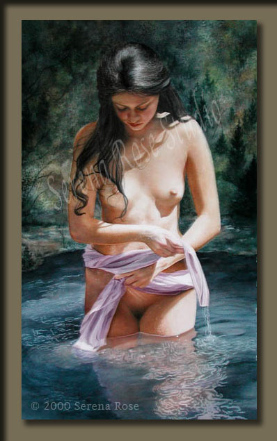 Beautiful tasteful nude watercolor painting by Serena Rose