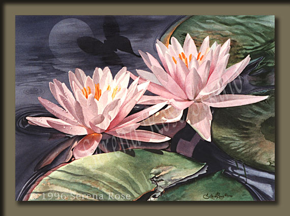 Watercolor by Serena Rose, Moonlit Night