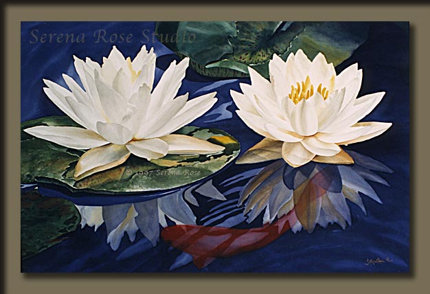 Spring Water Lilies, a watercolor painting by Serena Rose